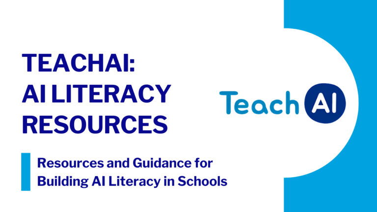 Link to TeachAI AI Literacy Resources, a collection of resources and guidance for building artificial intelligence literacy in schools.