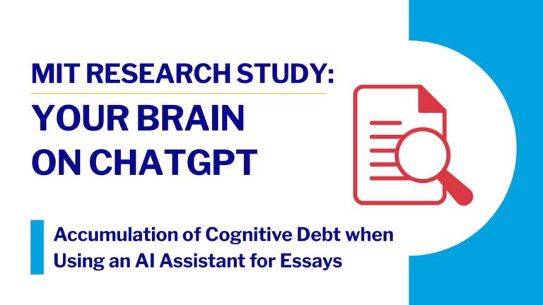 Card linking to the MIT Media Lab research study Your Brain on ChatGPT, which examines cognitive engagement and the potential accumulation of cognitive debt when people use an AI assistant to write essays.
